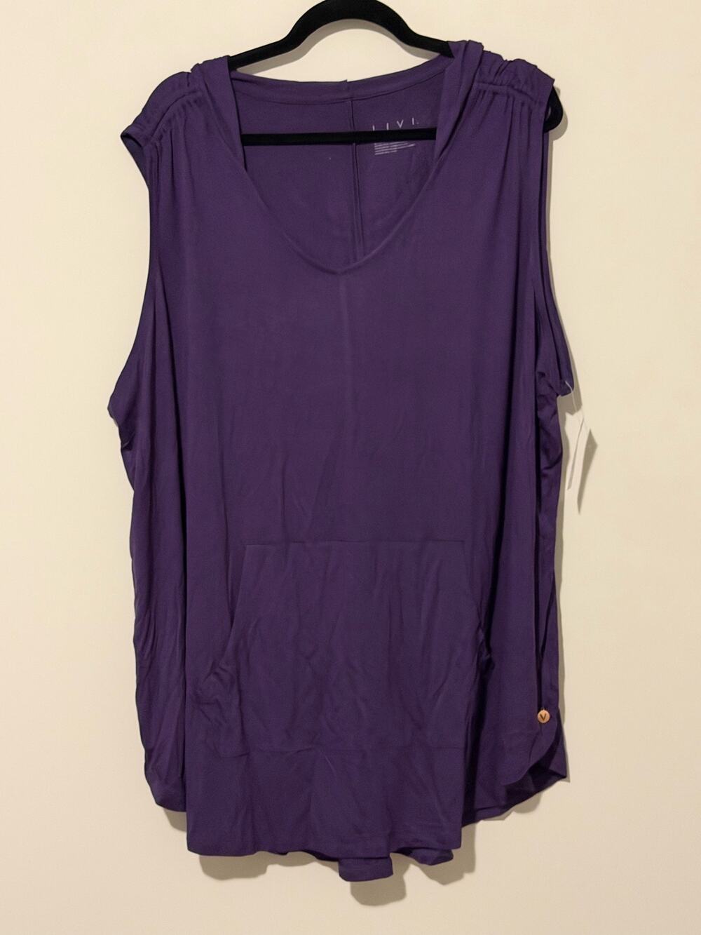 LIVI Active by Lane Bryant Sleeveless Hoodie Deep Purple Size 26/28 New